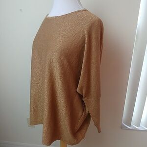 Madison, gold sparkle metallic knit sweater tunic